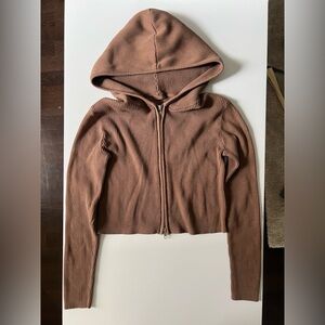 brandy melville / j. galt - arden crop hoodie in brown